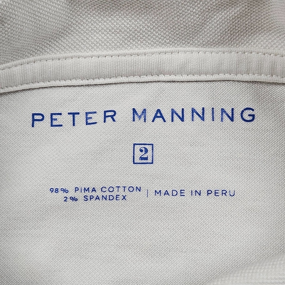 Peter Manning Polo Shirt Mens 2 White Long Sleeve Pima Cotton Stretch Casual - Picture 4 of 8